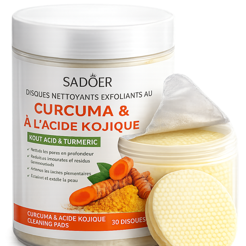 Disques Nettoyants Exfoliants au Curcuma & à l’Acide Kojique – 50 Pads